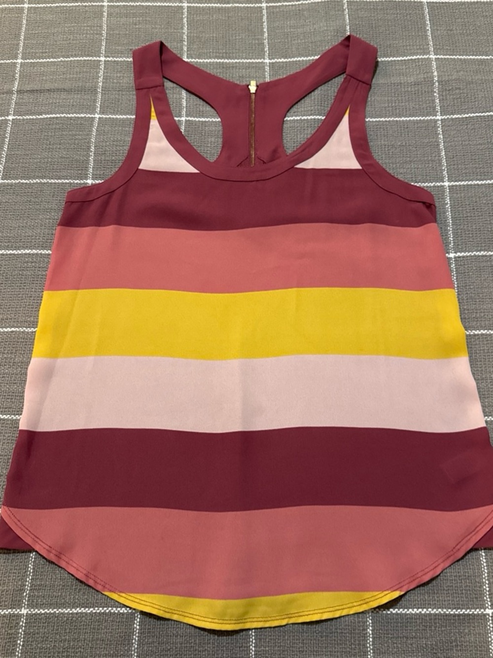 Express Striped Racerback Tank - Burgundy, Pink, Yellow